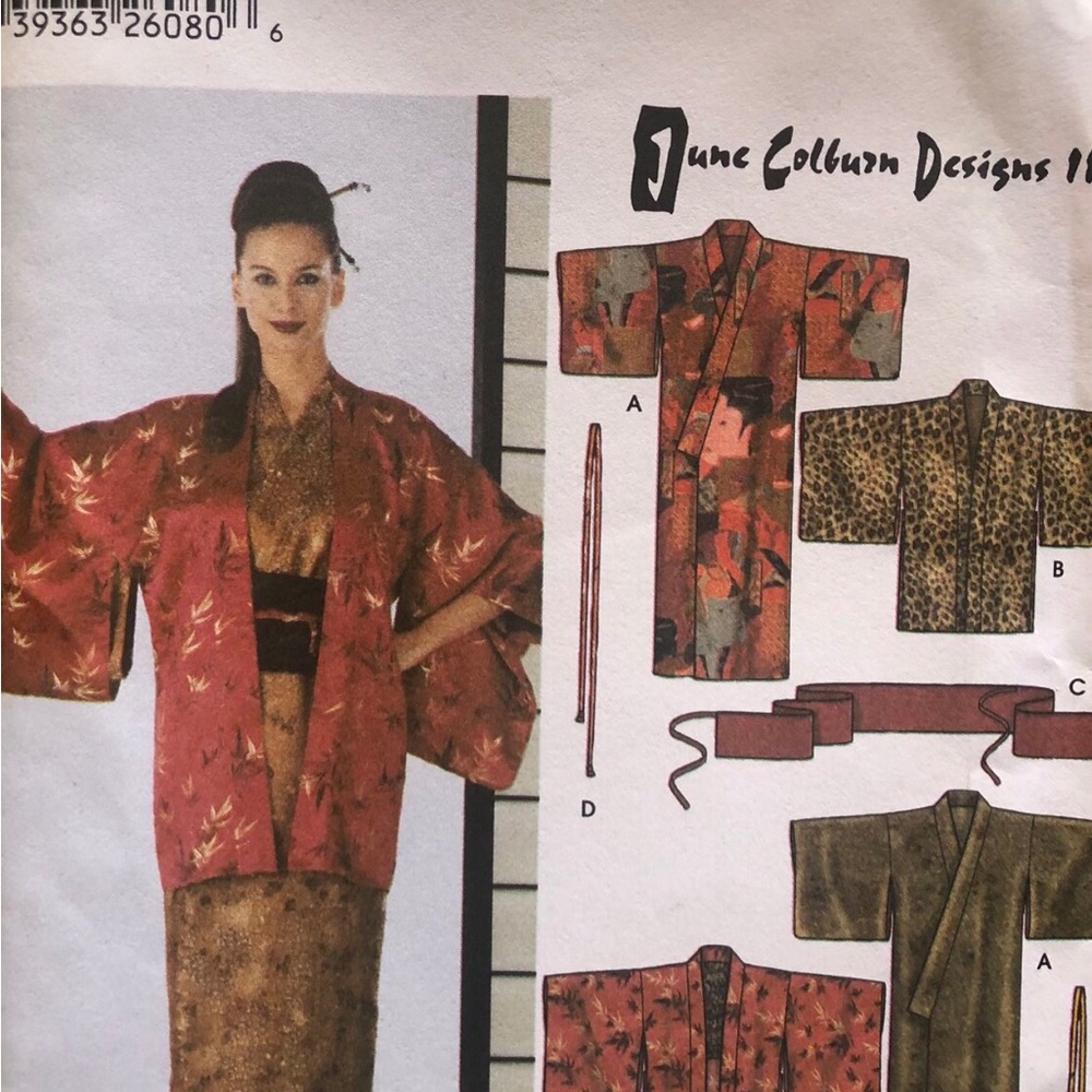 Vintage Simplicity 5839 Sewing Pattern by June Colburn Designs Kimono Obi Haori